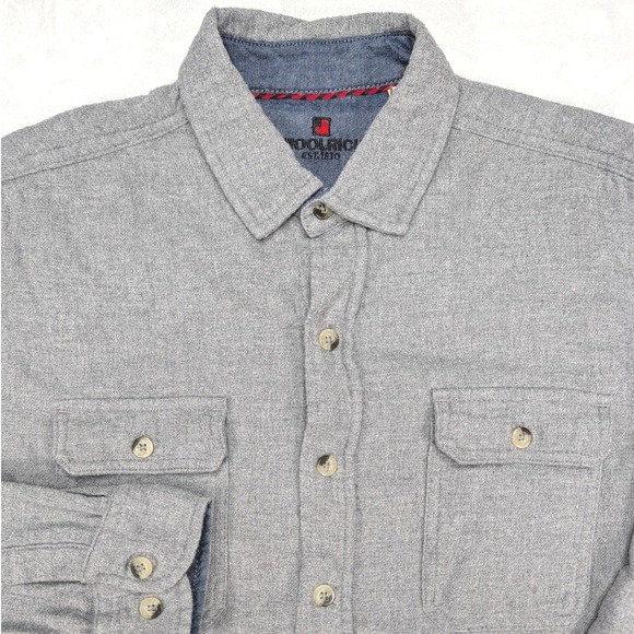 Woolrich Other - Woolrich‎ Long Sleeve Button Down Shirt Gray Heathered Cotton Men's M
